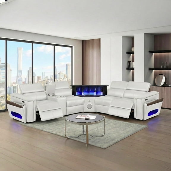 Sectional Sofa Nova Modern Style with Console Reading Light Wedge Bluetooth