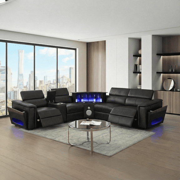 Sectional Sofa Nova Modern Style with Console Reading Light Wedge Bluetooth