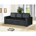 thumbnail image 1 of Contemporary Black Faux Leather Sectional Sofa with Pull-Out Bed | Tufted Convertible Couch for Living Room | 85" | Pine Frame | Modern Style, 1 of 11
