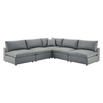 Sectional Sofa Set, Faux Vegan Leather, Grey Gray, Modern Contemporary Urban Design, Living Lounge Room Hotel Lobby Hospitality