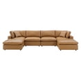 thumbnail image 1 of Sectional Sofa Set, Faux Vegan Leather, Tan, Modern Contemporary Urban Design, Living Lounge Room Hotel Lobby Hospitality, 1 of 10