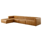 Sectional Sofa Set, Faux Vegan Leather, Tan, Modern Contemporary Urban Design, Living Lounge Room Hotel Lobby Hospitality