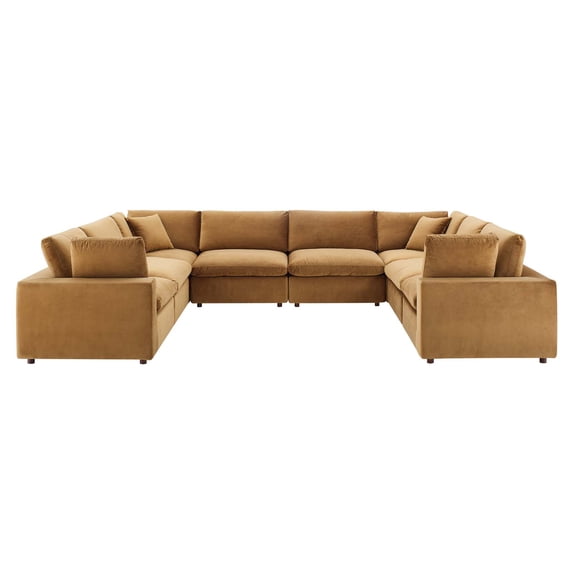 Sectional Sofa Set, Velvet, Brown, Modern Contemporary Urban Design, Living Lounge Room Hotel Lobby Hospitality
