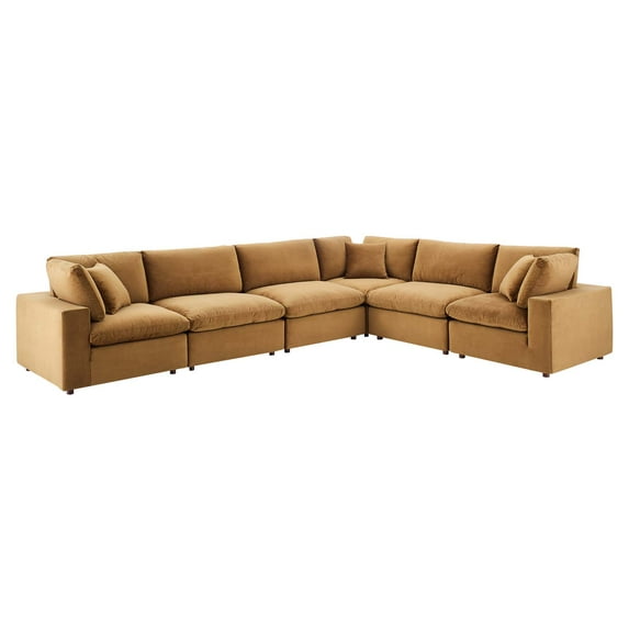 Sectional Sofa Set, Velvet, Brown, Modern Contemporary Urban Design, Living Lounge Room Hotel Lobby Hospitality