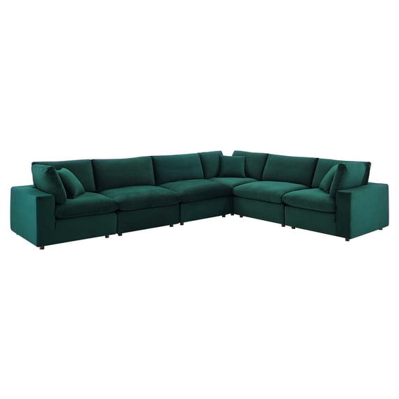 Sectional Sofa Set, Velvet, Green, Modern Contemporary Urban Design, Living Lounge Room Hotel Lobby Hospitality