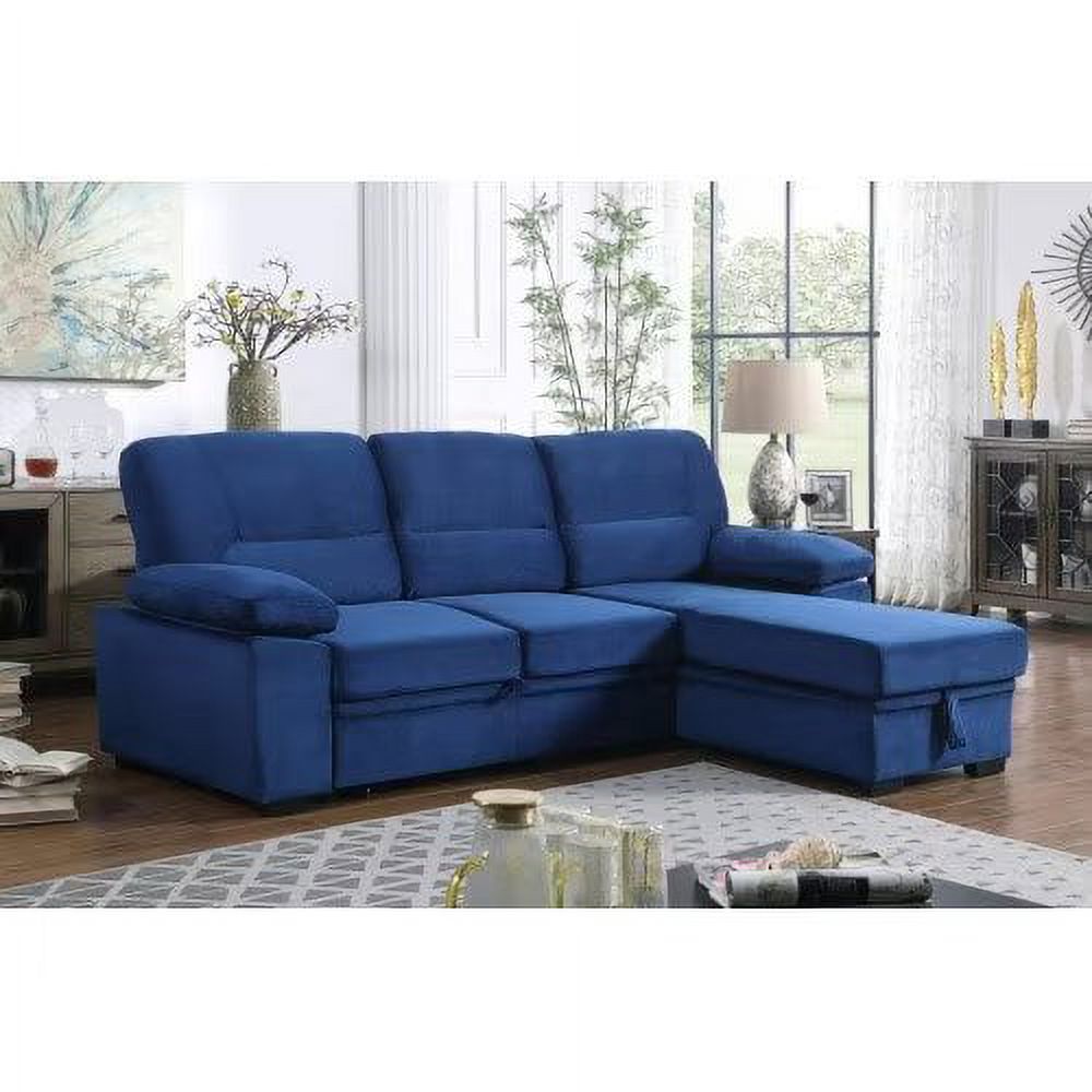 Sectional Sofa Sleeper with Storage Chaise, Velvet PullOut Couch with