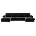 thumbnail image 1 of Sectional Sofa, U-Shaped Convertible Couch with Backrest, Armrest, Pillows and Thick Cushions, Comfortable Padded Sofa with Metal Legs for Living Room Bedroom Office, Black, 1 of 7