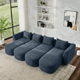 thumbnail image 1 of Sectional Sofa, U-Shaped Couch with2 Single Seat, 2 Chaises and 2 Ottomans, Modular Modern Sofa Couch with Ottoman, Filled Reversible Sofa Couch with Waist Pillows (Navy), 1 of 9