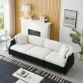 thumbnail image 1 of Sectional Sofa for Living Room,95.3 " Sofa Couch with Teddy Fabric,3 Seat Sofa Set with Two Throw Pillows for Apartment,Black&white, 1 of 7
