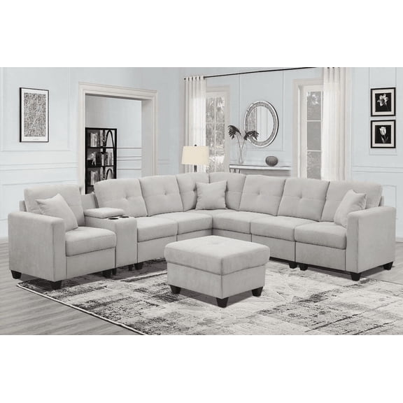 Sectional Sofa in LIGHTGREY - Perfect for Small Spaces & Family Use