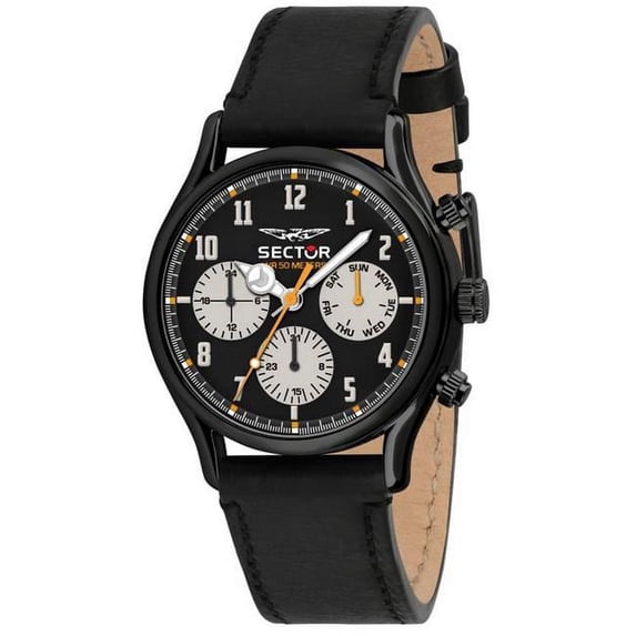 Sector R3251517001- 660 Black Dial Leather Strap Quartz Men Watch, Blue