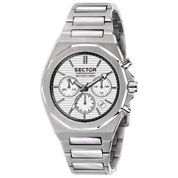 Sector R3273628004- 960 Chronograph White Silver Dial Stainless Steel Quartz 100M Men Watch, Blue