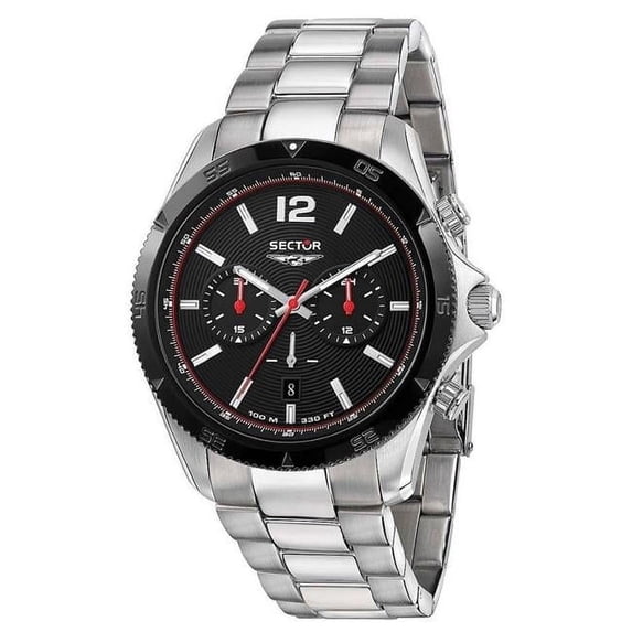 Sector R3273631004- 650 Chronograph Stainless Steel Black Dial Quartz 100M Mens Watch, Blue - Adult