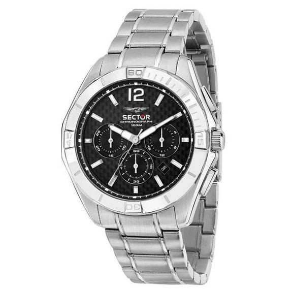 Sector R3273636003- 790 Chronograph Stainless Steel Black Dial Quartz 100M Mens Watch, Black - Adult