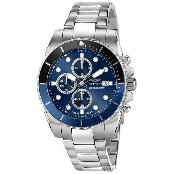 Sector R3273776003- 450 Chronograph Blue Sunray Dial Stainless Steel Quartz 100M Men Watch, Blue
