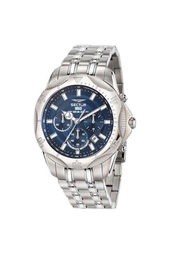 R3273981006- 950 Chronograph Blue Sunray Dial Stainless Steel Quartz 100M Men Watch, White
