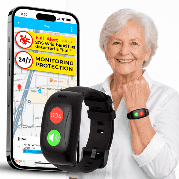 SecuLife Elderly Fall Detection, Smart Wristband, SOS Emergency calling, Caregiver GPS Tracker – Simple & Reliable Life Alert System for Seniors, easy to use app
