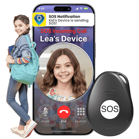SecuLife 4G LTE Mini GPS Tracker for Kids with SOS Speakerphone - Real-Time Tracking & Geofence Alerts - iOS and Android Compatible