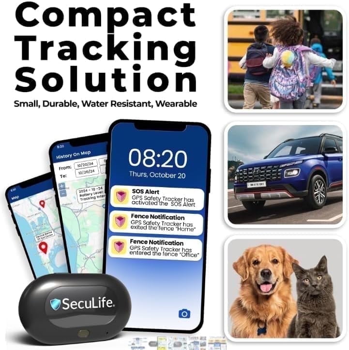 Seculife 4G GPS Trackers Device for Vehicles, Kids, Adults, Pets & Bikes, Durable Tracking Devices for Cars Hidden, Small, Lightweight, Water Resistant | Subscription Required