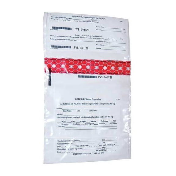 Secur-Id Personal Property Bag,9 x 10 In,PK250 PVS912