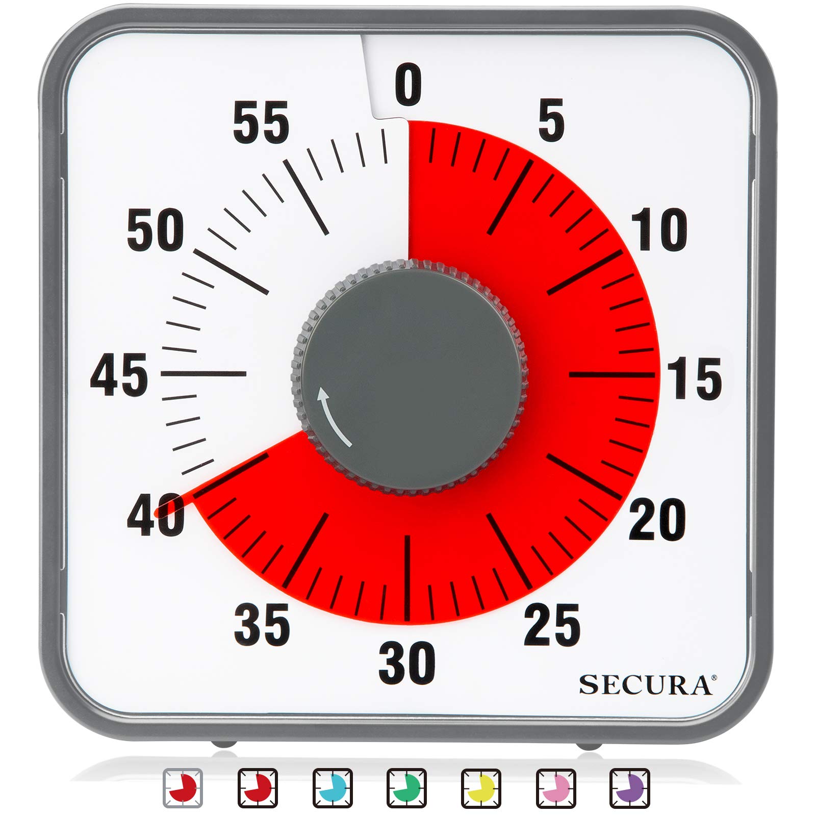 Secura Timer Visivo 60 Minuti, Meccanico Senza Batterie, Grande 19,1 Cm, Per Bambini E Adulti, Retro Magnetico, Ideale Per Cucina E Scuola, Verde