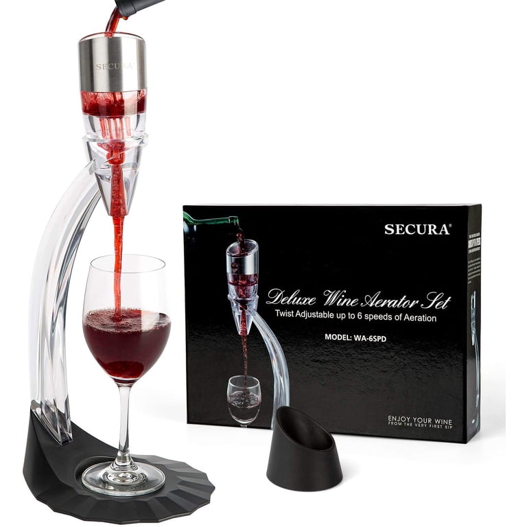 Secura Deluxe Wine Aerator, 6-Speed Aerating Pourer and Decanter