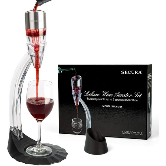 Secura Deluxe Wine Aerator Aerating Pourer Spout and Decanter with 6 speeds of Aeration