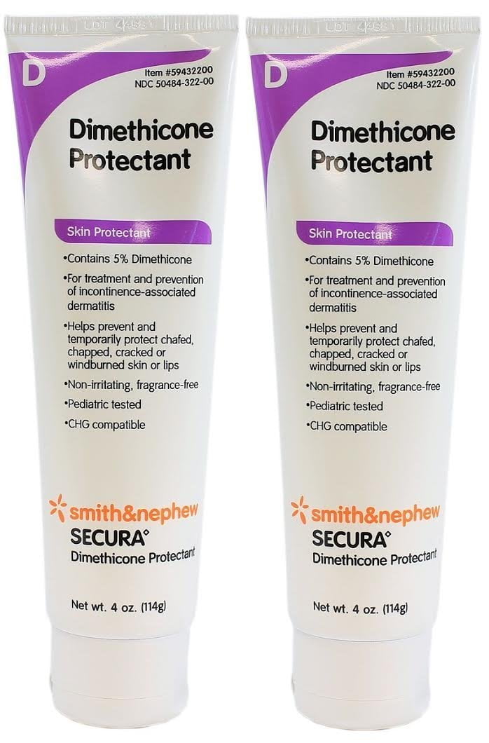 Secura Dimethicone Skin Protectant Cream - 4 Ounce Tube - Pack of 2 