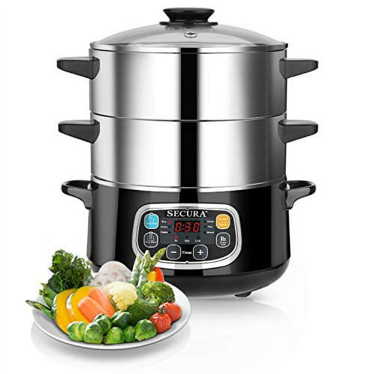 2 Tier Stainless Steel Electric Food Steamer Transparent Steam Cooker  Kitchen