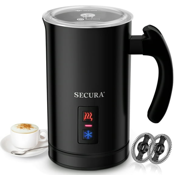 Secura Electric Milk Frother, Automatic Milk Steamer Warm or Cold Foam Maker for Coffee, Cappuccino, Latte, Stainless Steel Milk Warmer with Strix Temperature Controls (Black)