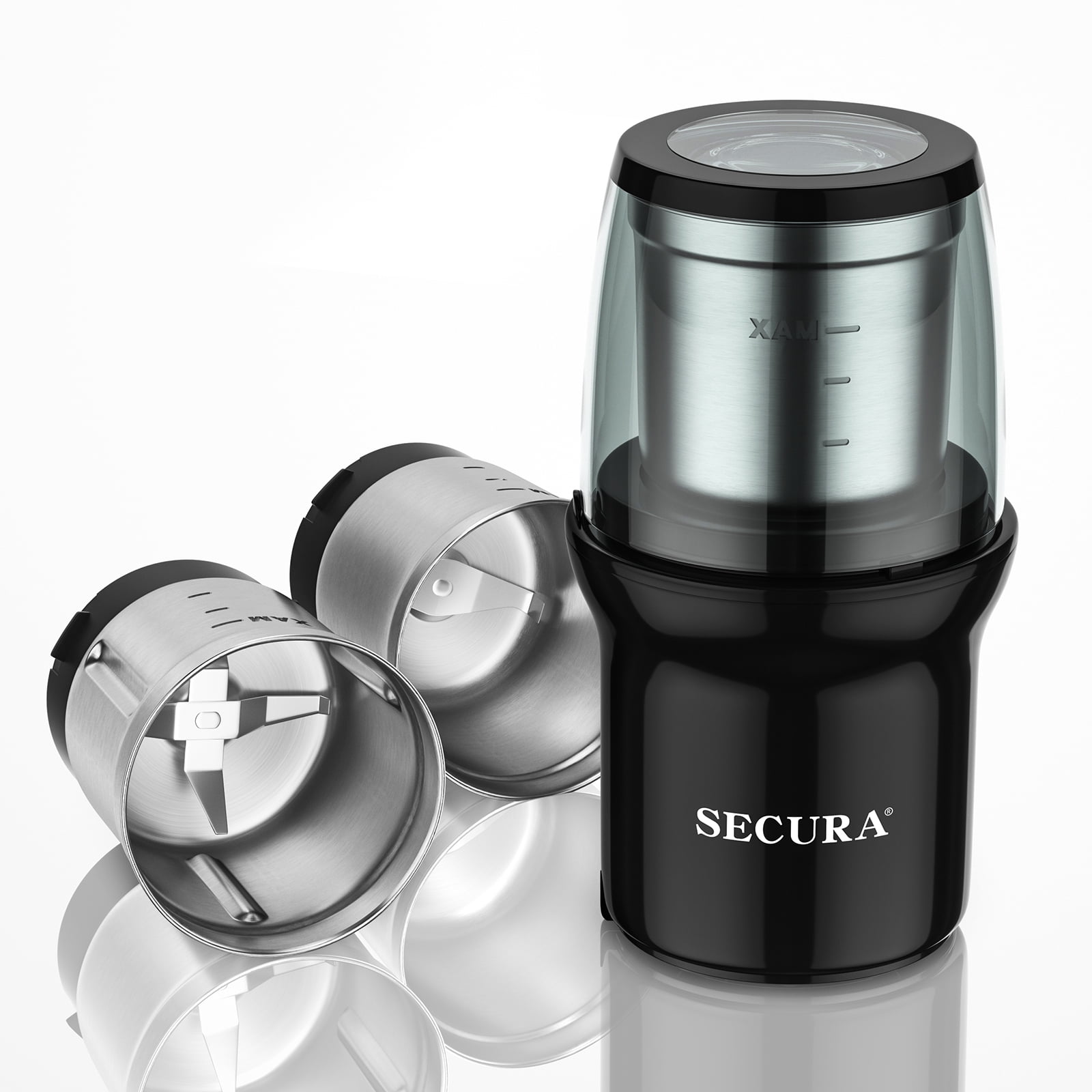 Secura Electric Spice Grinder, Dual Stainless Bowls, Wet and Dry