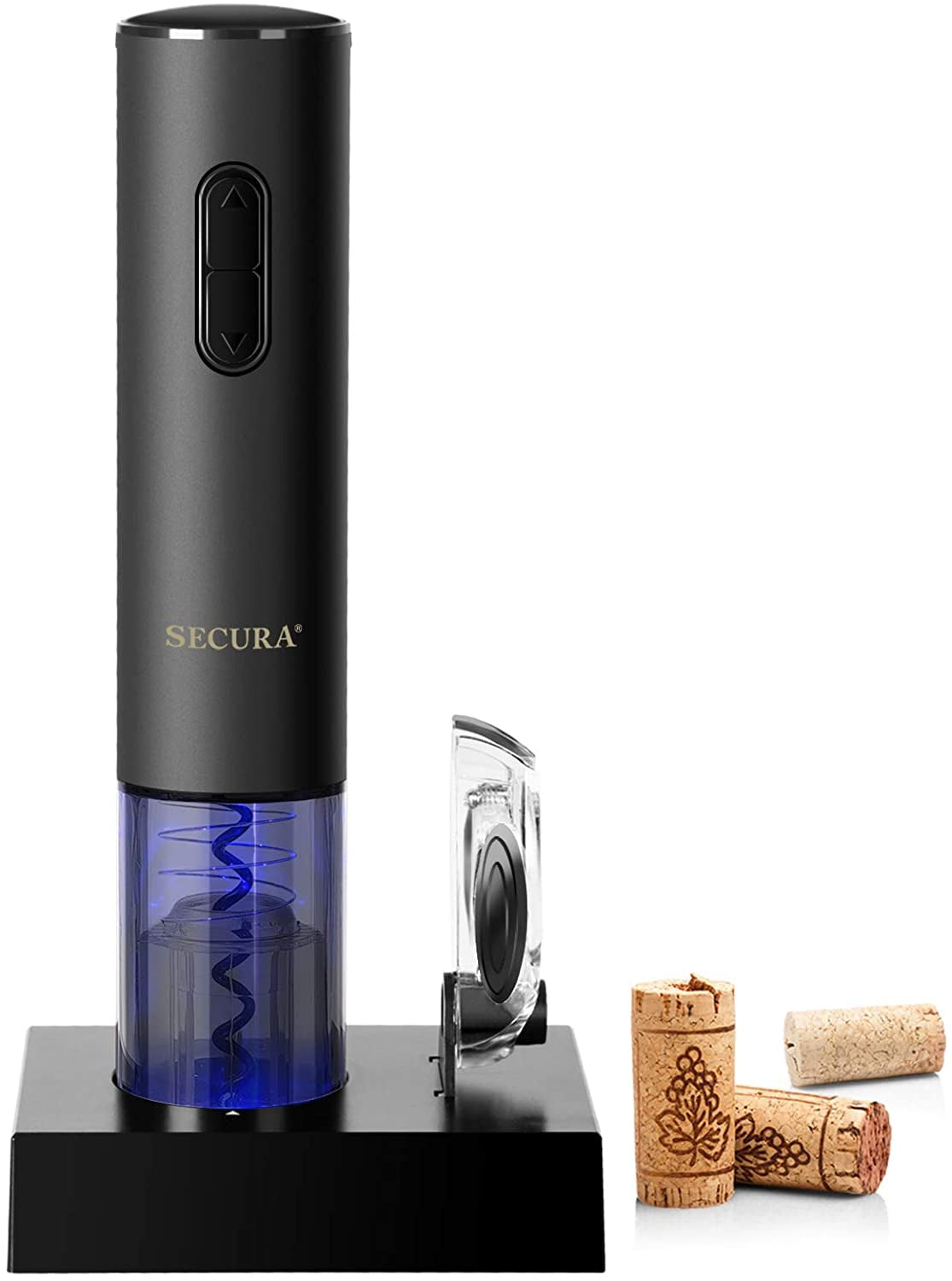 Secura Cordless Electric Wine Opener, Auto Corkscrew with Foil Cutter