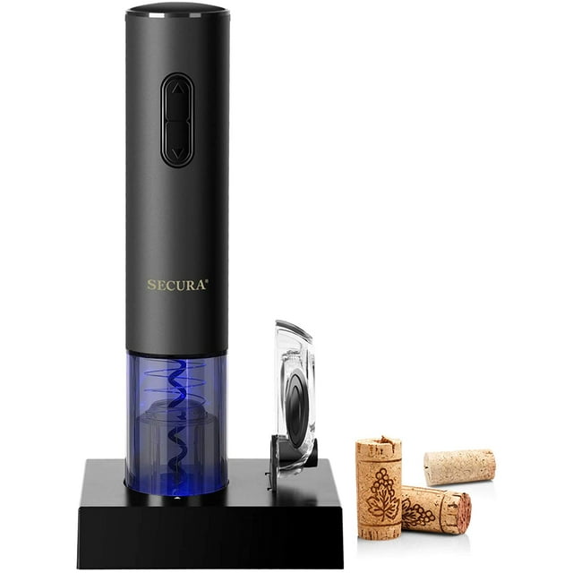 Secura Cordless Electric Wine Opener, Auto Corkscrew with Foil Cutter