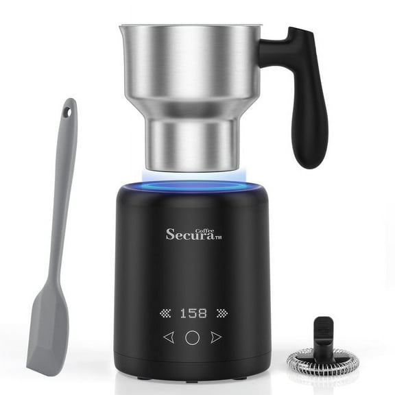Secura Milk Frother, 5-IN-1 Electric Milk Steamer with Detachable Stainless Steel Jug Automatic Hot/Cold Foam & Hot Chocolate Maker with LED Touch Screen, Temperature Display, Induction Heating