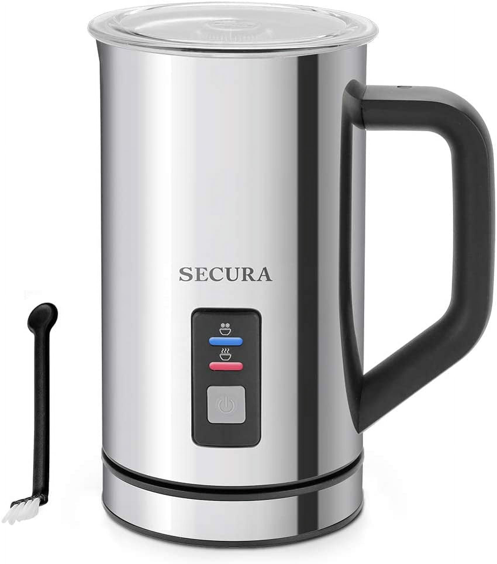 Secura Detachable Milk Frother, 17oz Electric Milk Steamer Stainless Steel,  Automatic Hot/Cold Foam and Hot Chocolate Maker with Dishwasher Safe, 120V  