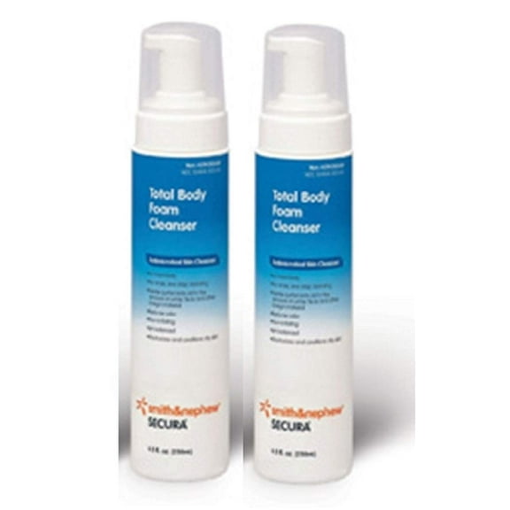 Secura Total Body Rinse-Free Antimicrobial Body Wash  Foaming 8.5 oz. Pump Bottle Scented, Pack of 2