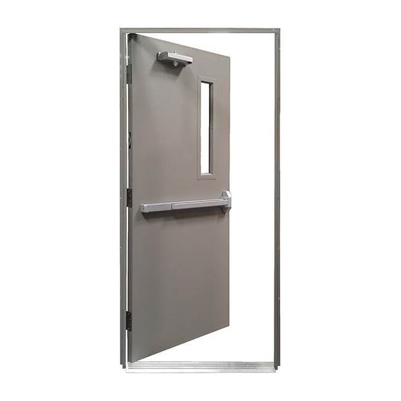 Steel Door with Frame, RHR, 80 in H, 36 in W, 1 3/4 in Thick, 16 Gauge Steel