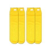 Secure (2 Pairs) Ultra Soft Non-Slip Grip Slipper Socks, Yellow - Fall Injury Prevention Hospital Sock for Safety, Comfort and Warmth - All Around Tread Gripper