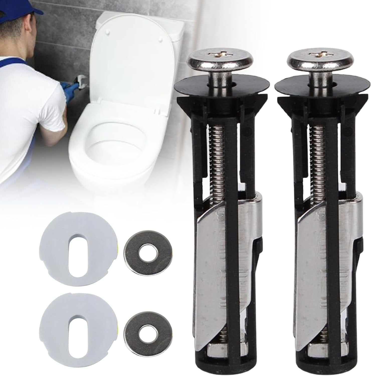 Secure And Simple Repair, Heavy Duty Toilet Seat Fixing Kit - Easy Installation for Home & Commercial Use, Durable Stainless Steel Bolts