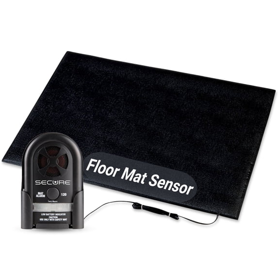 Secure Safety Solutions Bed Exit Alarm for Elderly Adults - Floor Mat Pressure Sensor and Alarm Monitor for Seniors - Caregiver Alert System for Fall & Wandering Prevention (24" x 36" Floor Sensor)