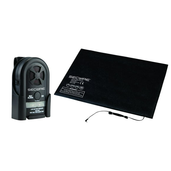 Secure Bed Alarm for Elderly Adults - Floor Mat Pressure Sensor Pad and Patient Alarm Monitor for Seniors Fall Prevention - Bed Alarms and Fall Prevention (24" x 36" Floor Sensor)