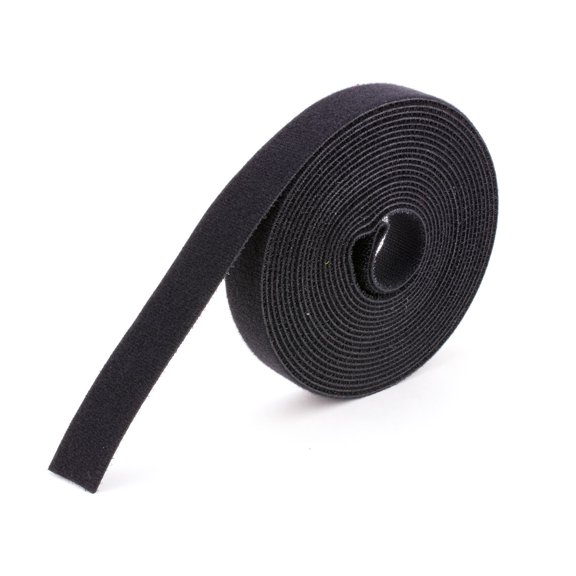 Secure Cable Ties 1 Inch Continuous Black Hook and Loop Wrap - 10 Yards