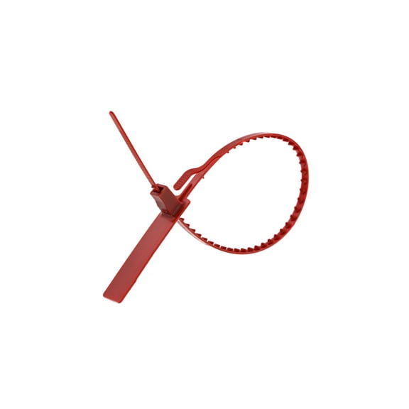 Secure Cable Ties 11 Inch Blank Metal Detectable Tear Away Red Plastic Seal - 100 Pack