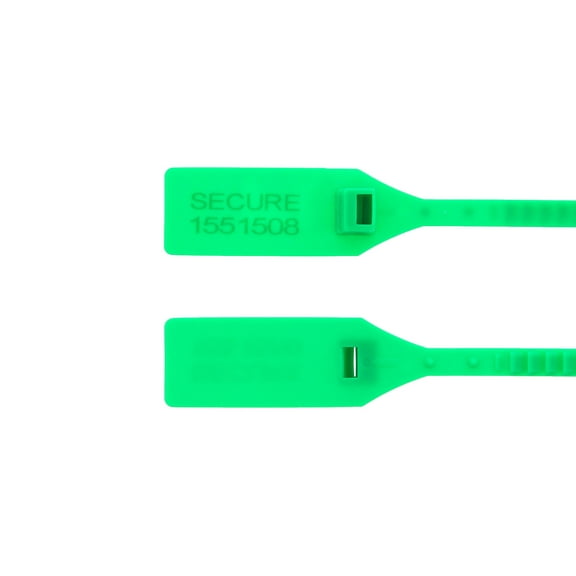 Secure Cable Ties 13 Inch Heavy-Duty Green Pull Tight Plastic Seal - 100 Pack