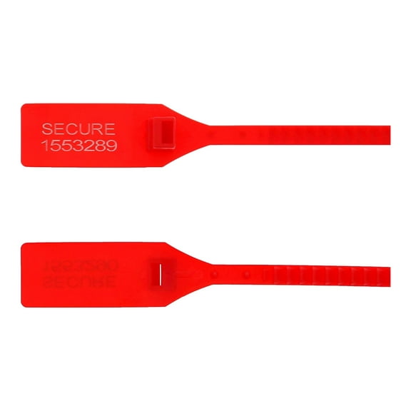 Secure Cable Ties 13 Inch Heavy-Duty Red Pull Tight Plastic Seal - 100 Pack