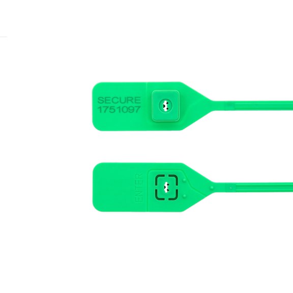 Secure Cable Ties 13 Inch Standard Green Tear Away Plastic Seal with Steel Locking Piece - 100 Pack