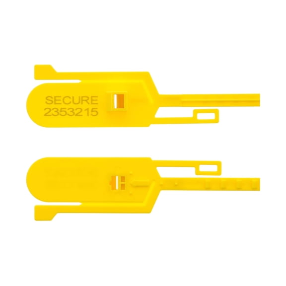 Secure Cable Ties 15 Inch Tamper Evident Tear Away Yellow Plastic Seal - 100 Pack
