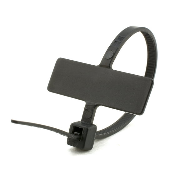 Secure Cable Ties 4 Inch Black Miniature ID Cable Tie - Inside Flag - 100 Pack