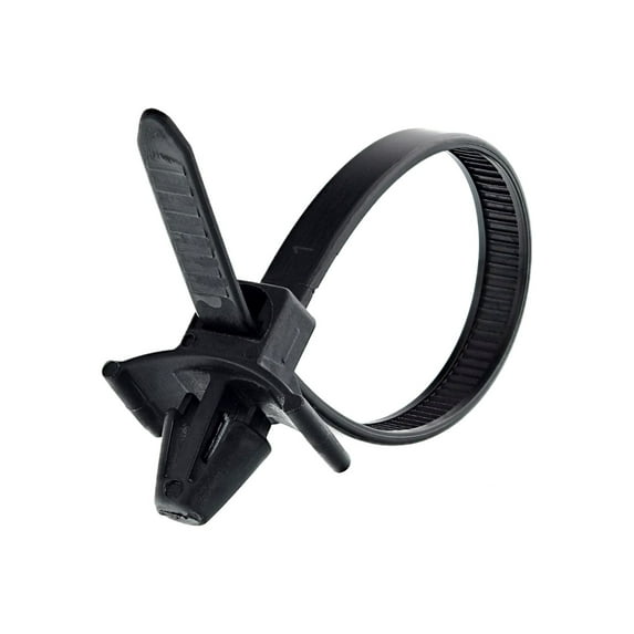 Secure Cable Ties 5 Inch UV Black Standard Winged Push Mount Cable Tie - 100 Pack