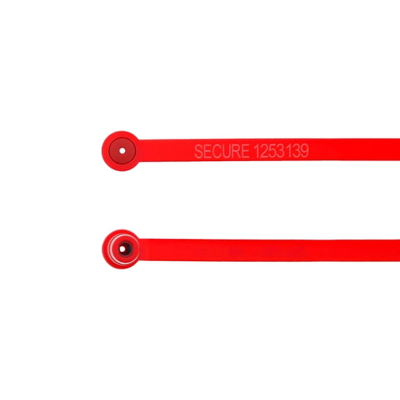 Secure Cable Ties 8 Inch Fixed Length Red Plastic Seal - 100 Pack